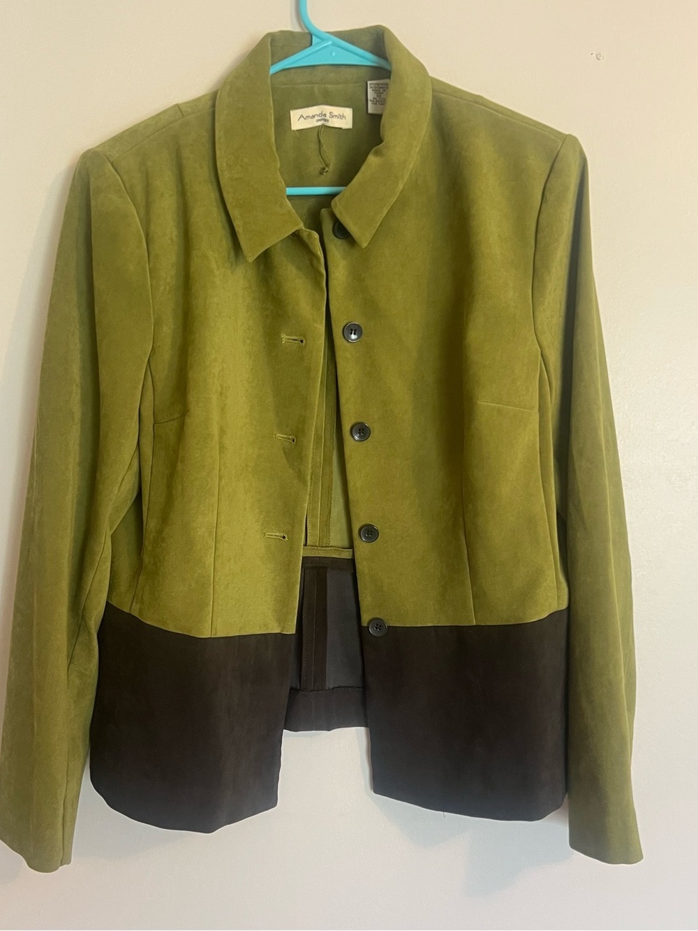 Vintage Amanda Smith Olive Green and Dark Grey/black Colorblock Jacket